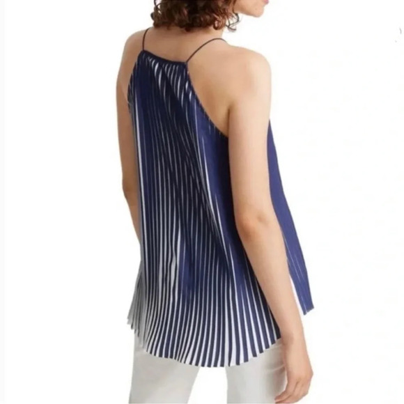 Club Monaco Pleated Tank Camisole Blue and White size XS - Picture 2 of 8